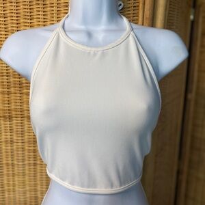 Cream Halter Crop Top